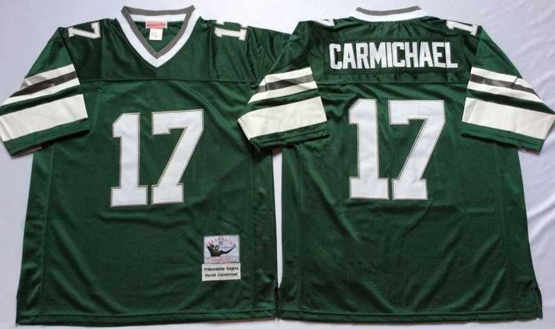 Eagles 17 Harold Carmichael Green M&N Throwback Jersey